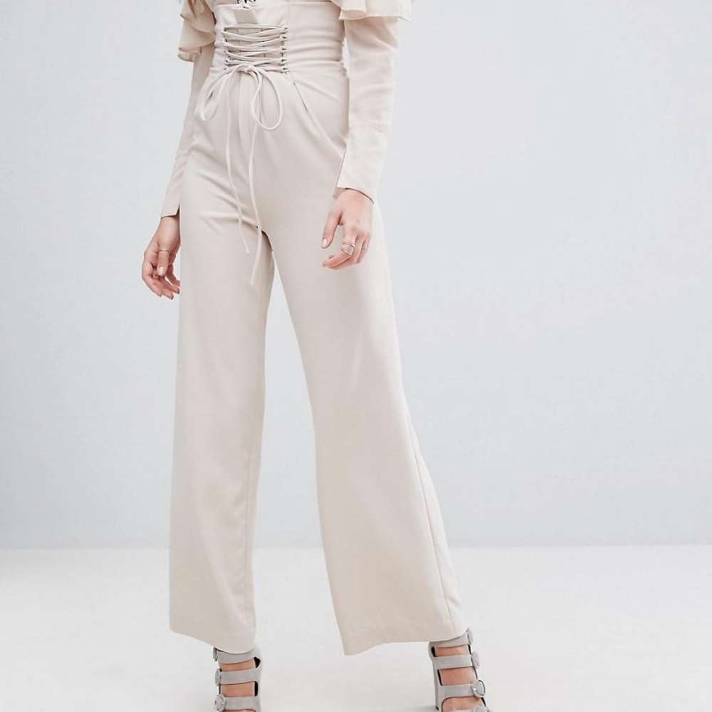 Lavish Alice nude lace up trouser